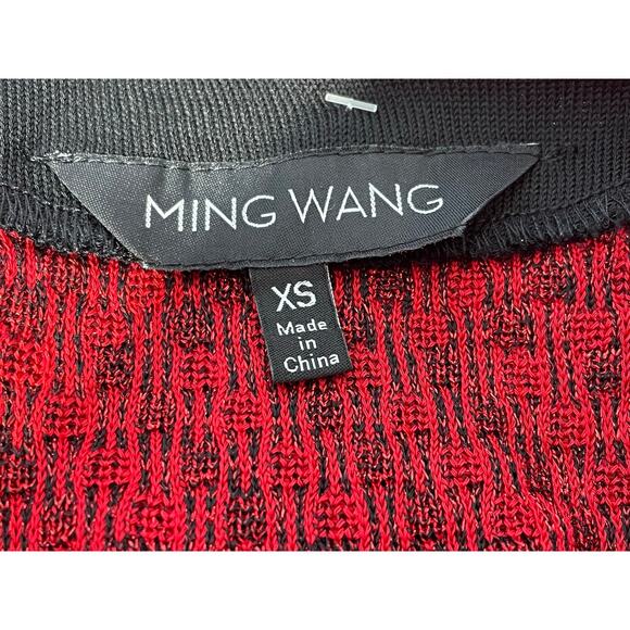 Ming Wang Marled Knit Cardigan Sweater XS Red Black Embroidered Country Club NWT - Picture 4 of 5